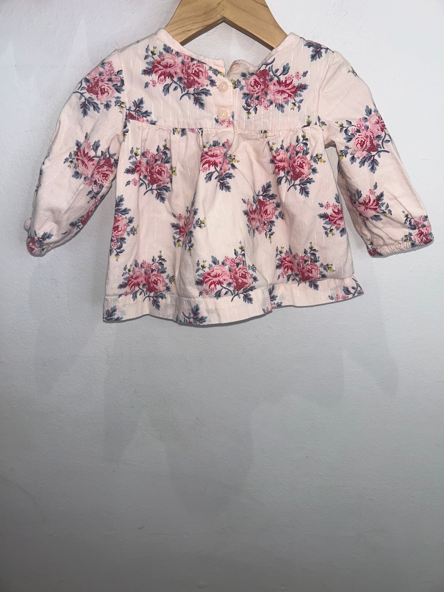 Roses silver thread blouse 12-18m