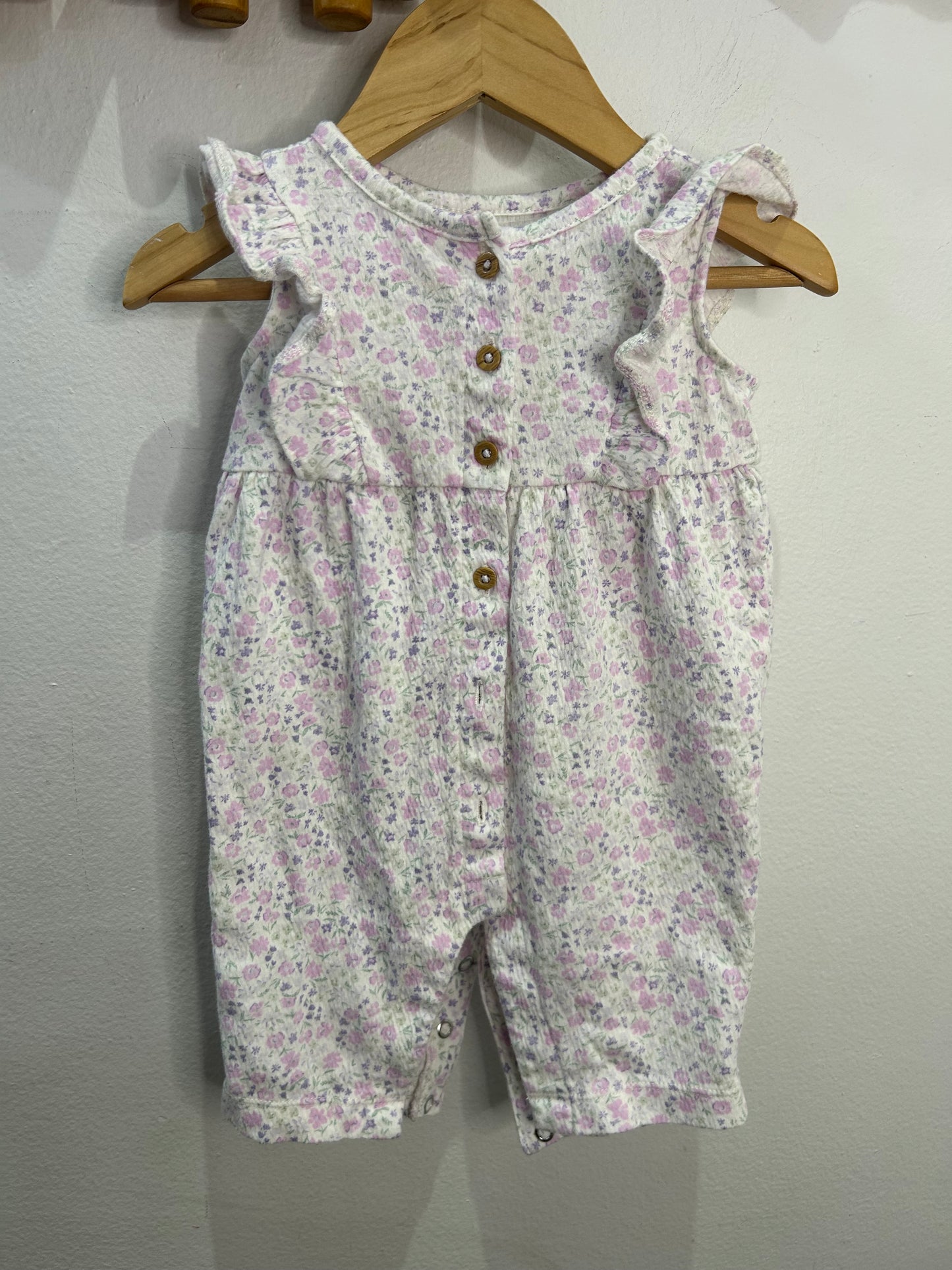 Pink floral romper 3m