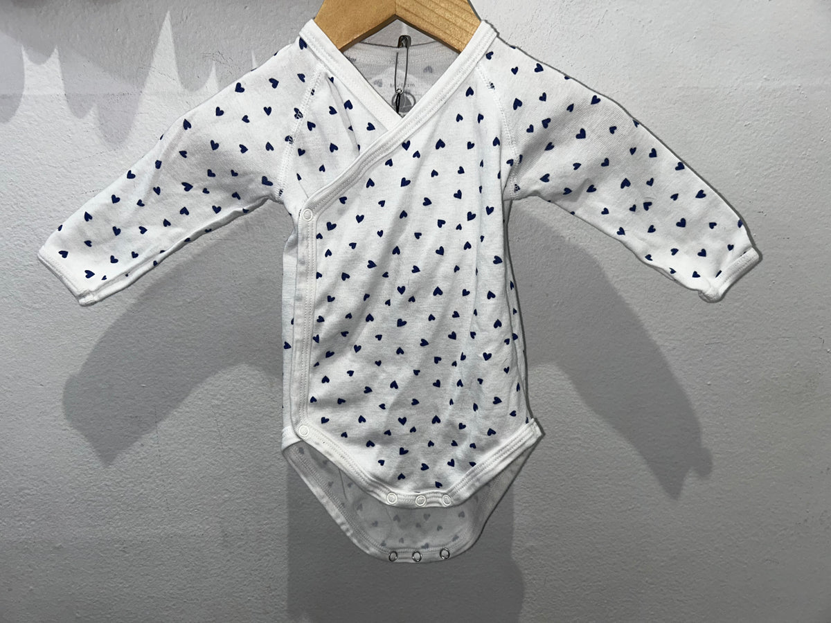 Petit Bateau bluehearts onesie 6m