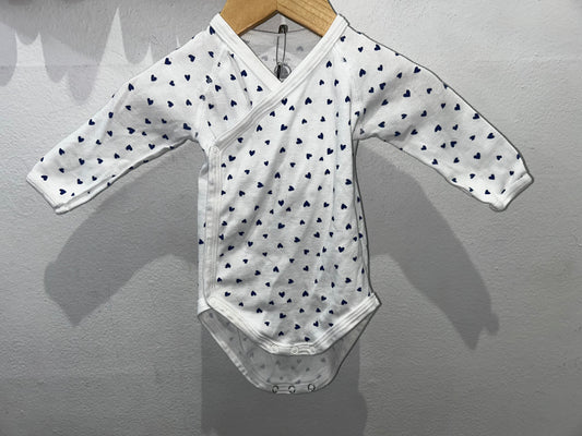 Petit Bateau bluehearts onesie 6m