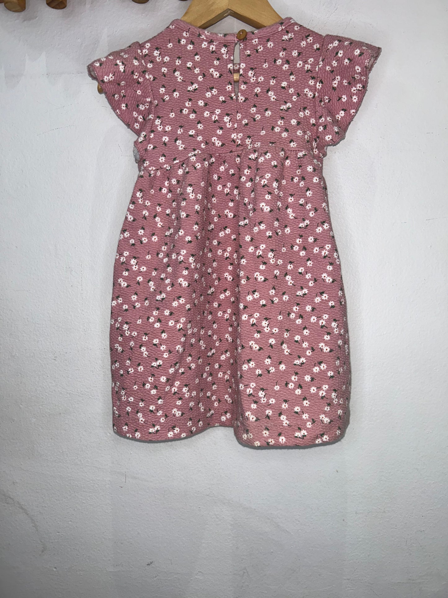 Pink texture little white flowers dress 18-24m