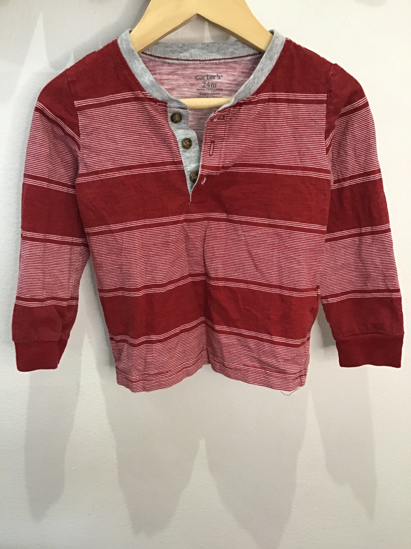 Red stripe henley 24m