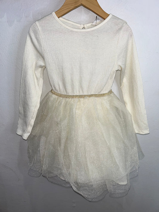White tulle fancy dress 2-4y