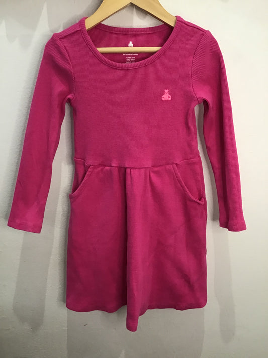 Hot pink ribbed dress 4y