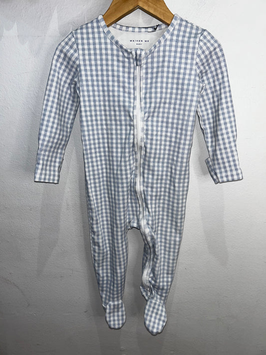 Blue checkered sleeper 12-18m