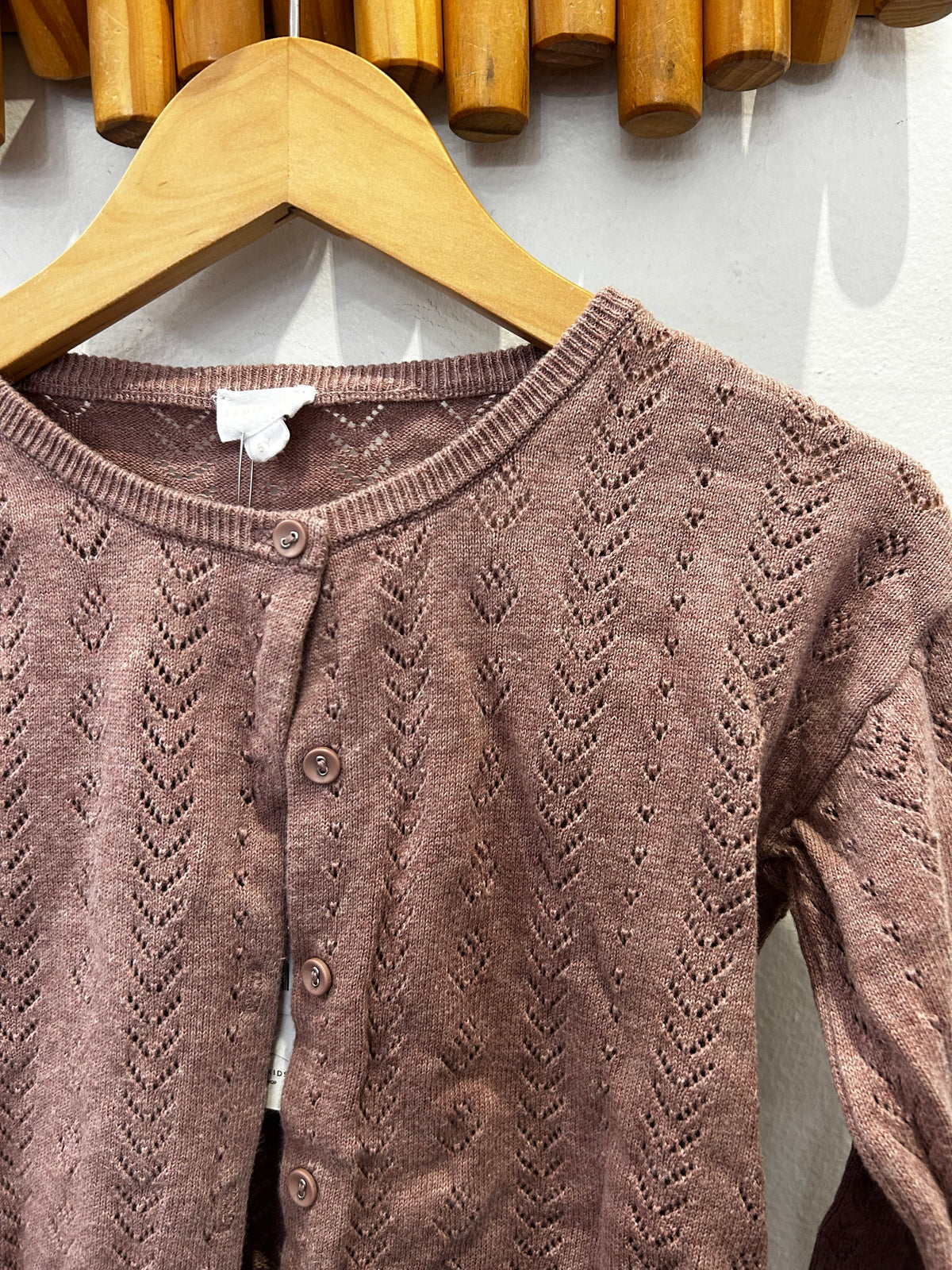 Jamie Kay mauve crochet cardigan 5y