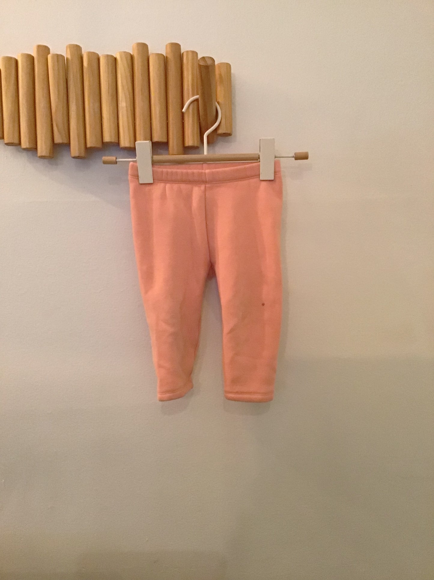 Peach fleece lined pants 12-18m