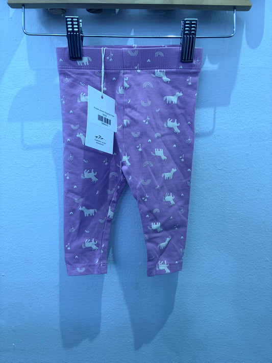 Purple unicorn leggings 3-6m