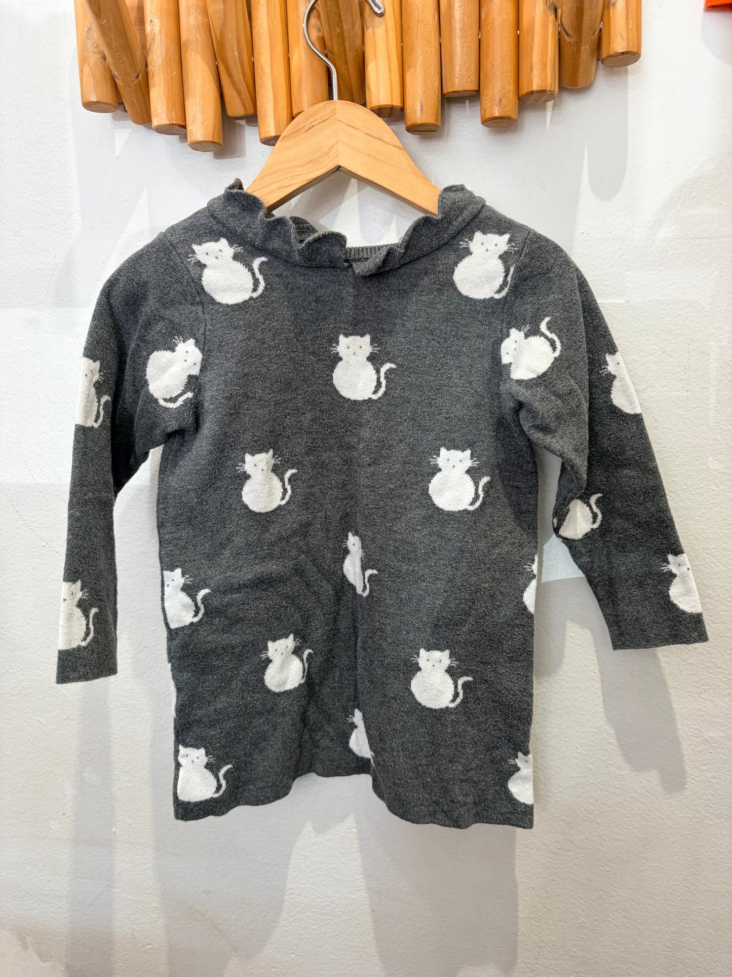 Jacadi cats sweatr dress 24m