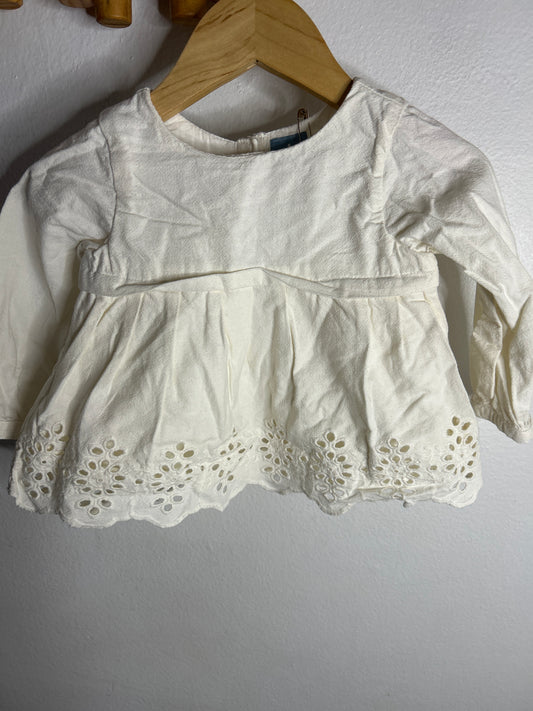 Cream eyelet detail blouse 6-12m