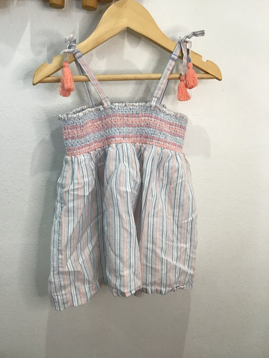 Dress striped smocked 24m