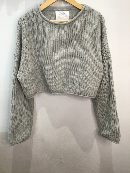 Sweater grey cropped 9-10y