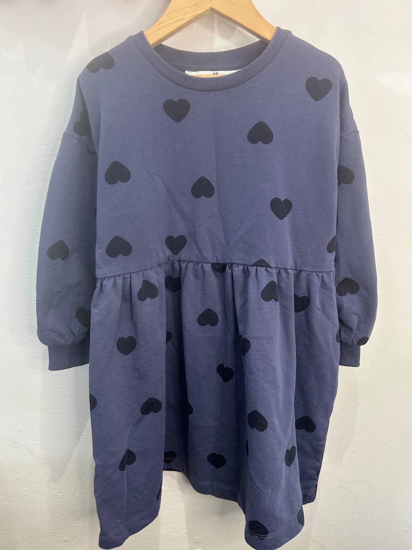 Hearts blue pullover dress 4-6y