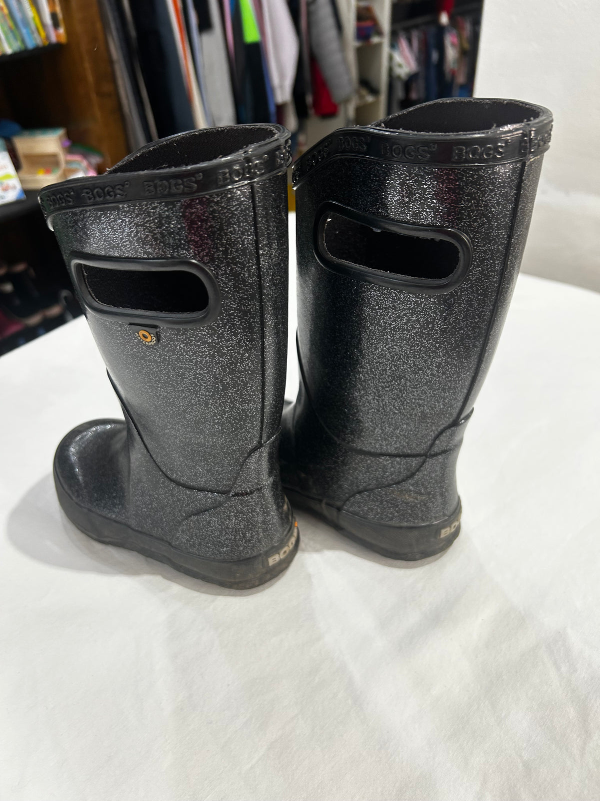 C10 sparkly black Bogs