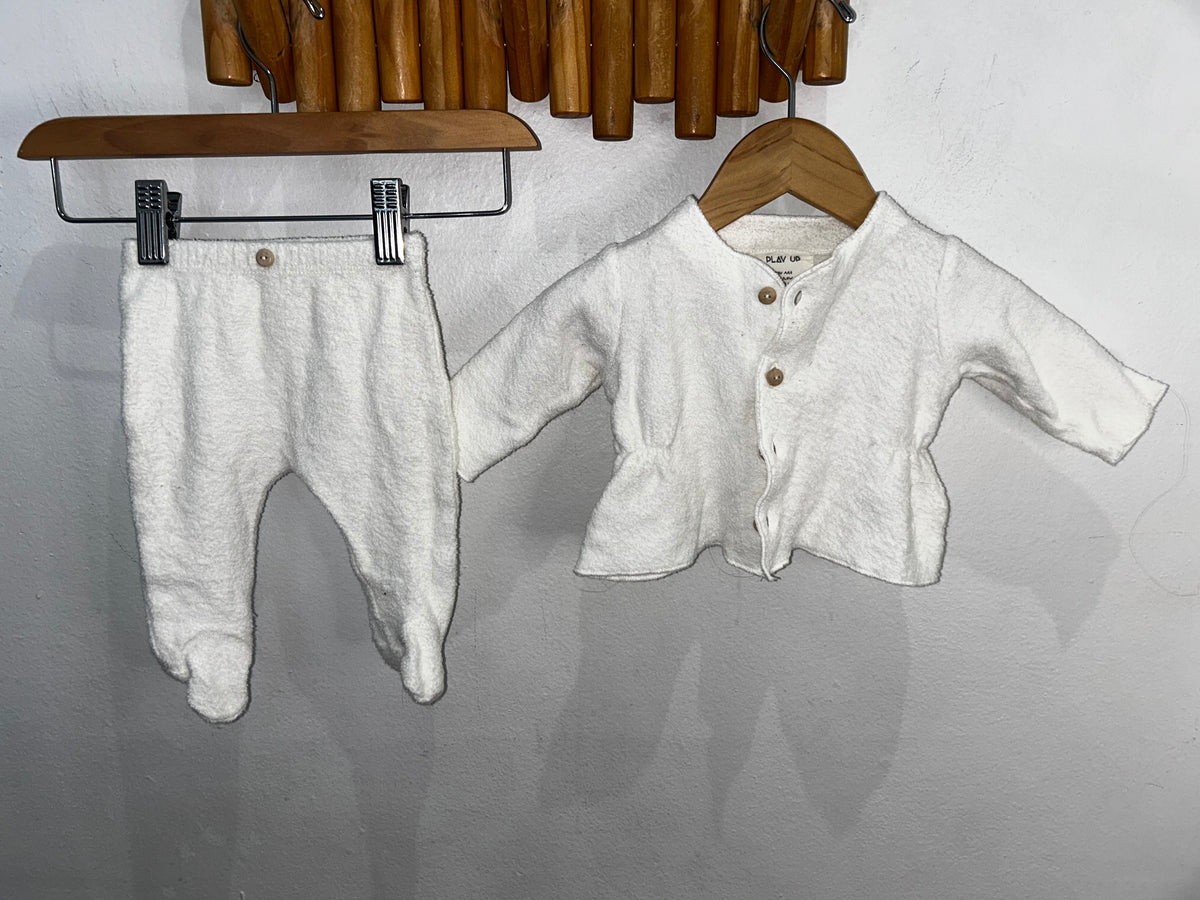 White terry sweater set 1-3m
