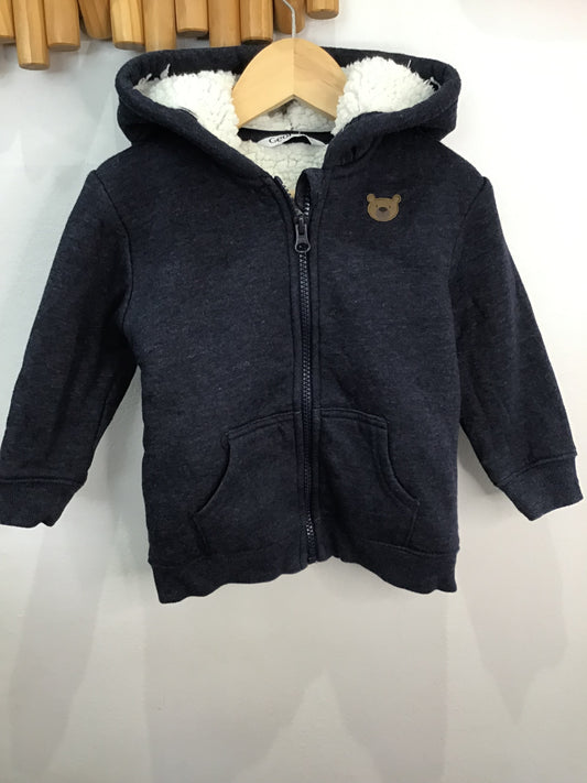 Sweatshirt thick furry lined navy 2y