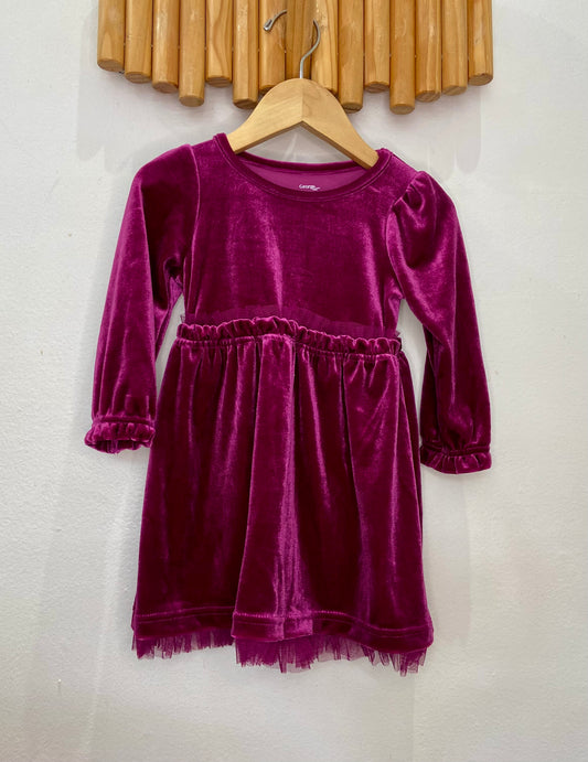 Magenta velvet dress 12-18m