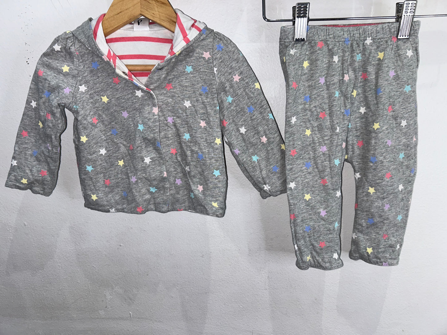 Grey stars and stripes reversible set 6-12m