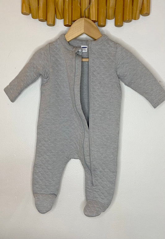 Grey quilted romper 3-6m