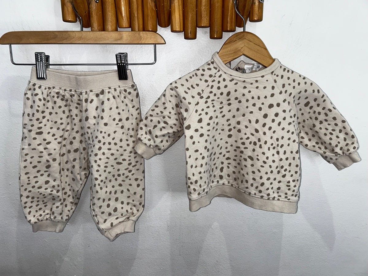 Beige print set 3-6m