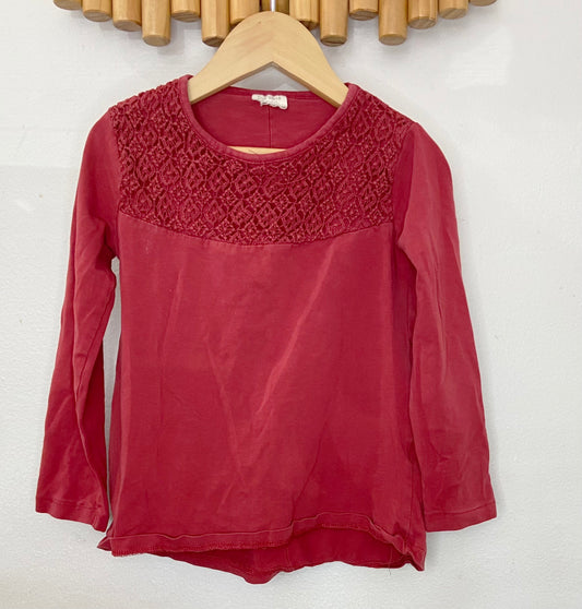 Red pattern long sleeve 4y