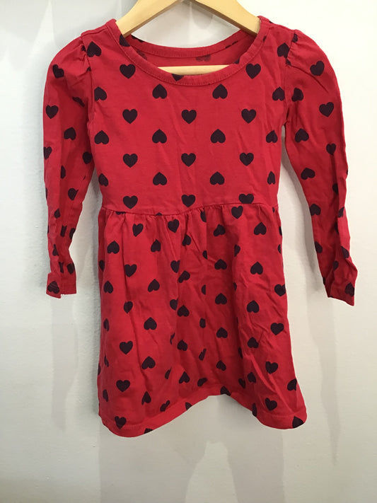 Dress red hearts 2y