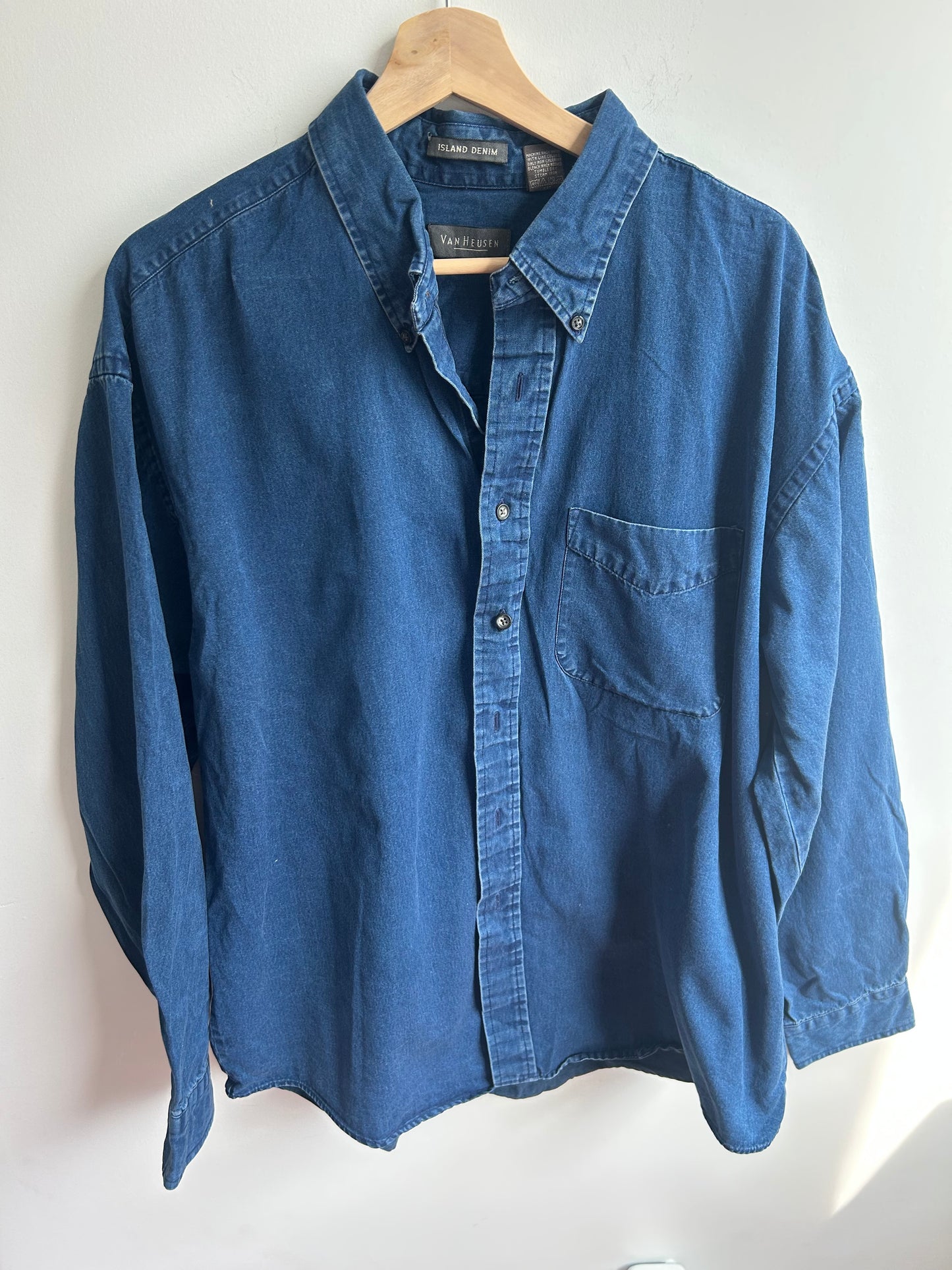 Dark blue menswear denim shirt XL