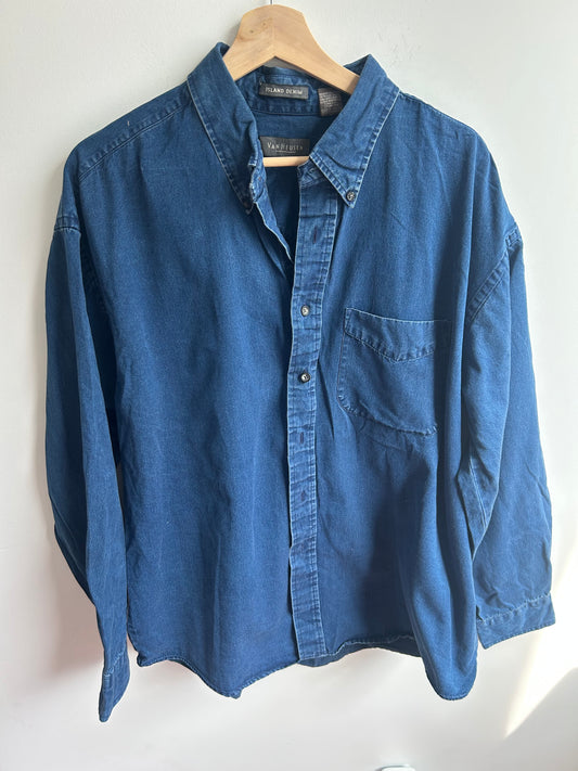 Dark blue menswear denim shirt XL