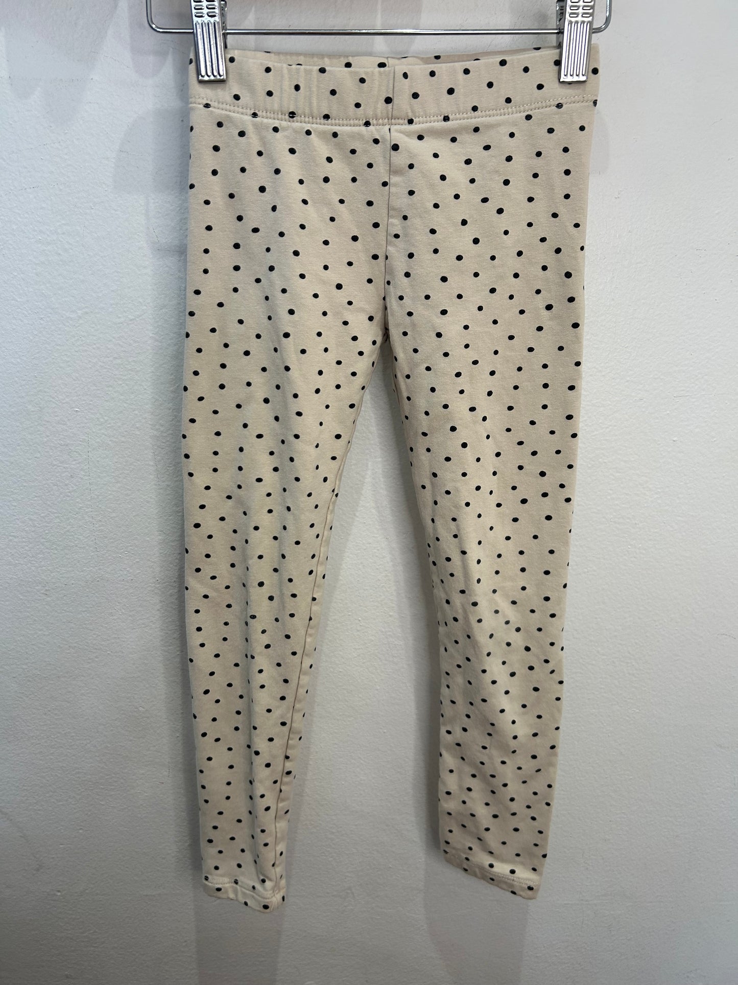 Beige dots lined leggings 5-6y