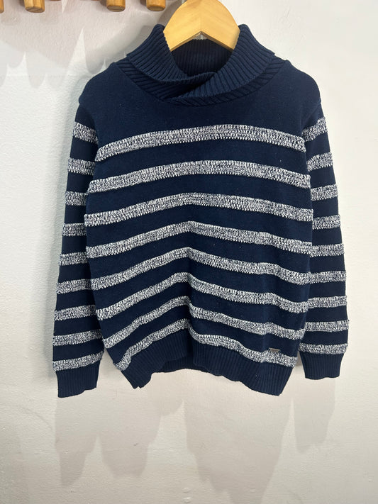 Blue textured stripes sweater 5y