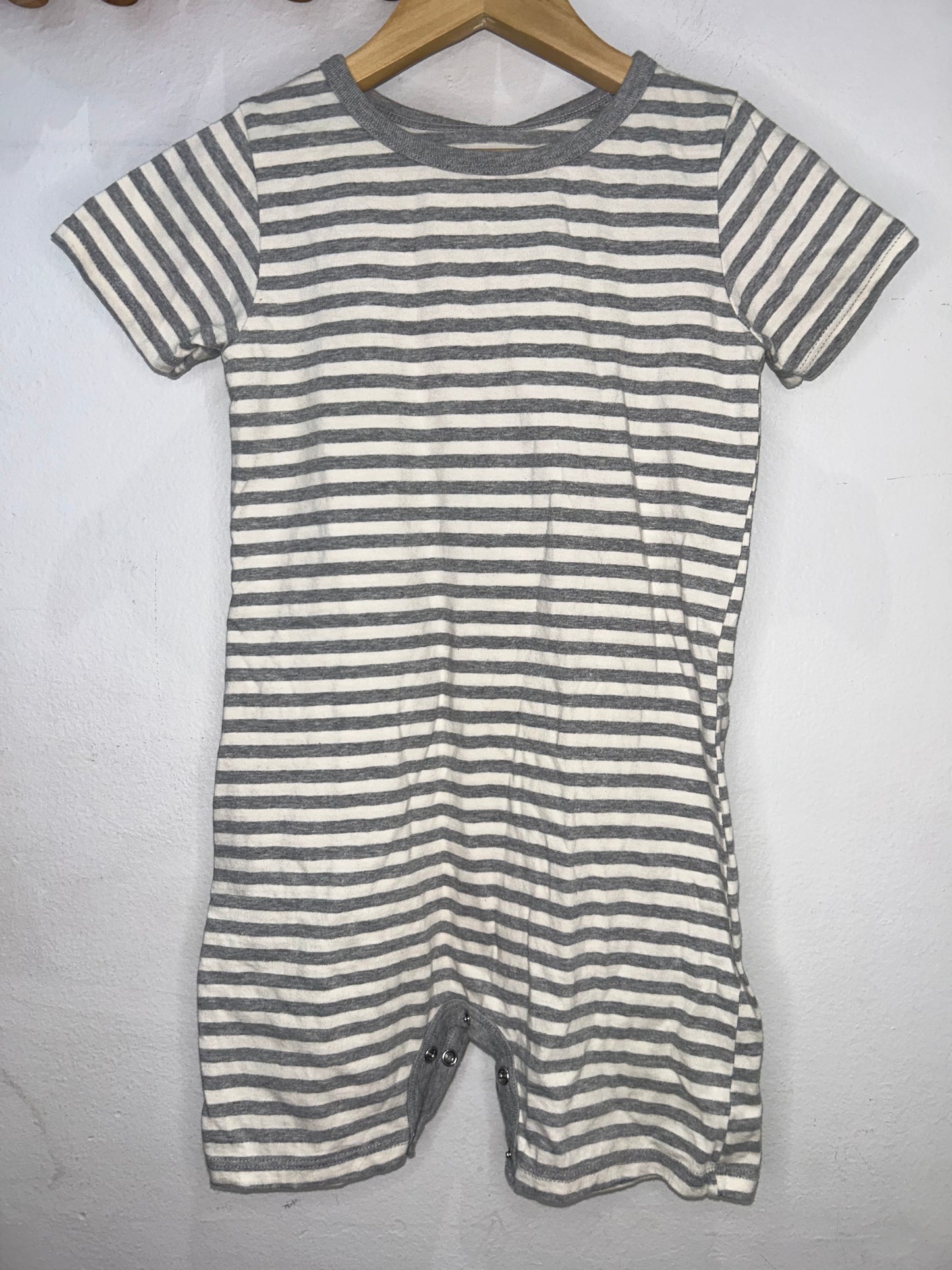Minimioche grey stripe shorty romper 3-4y