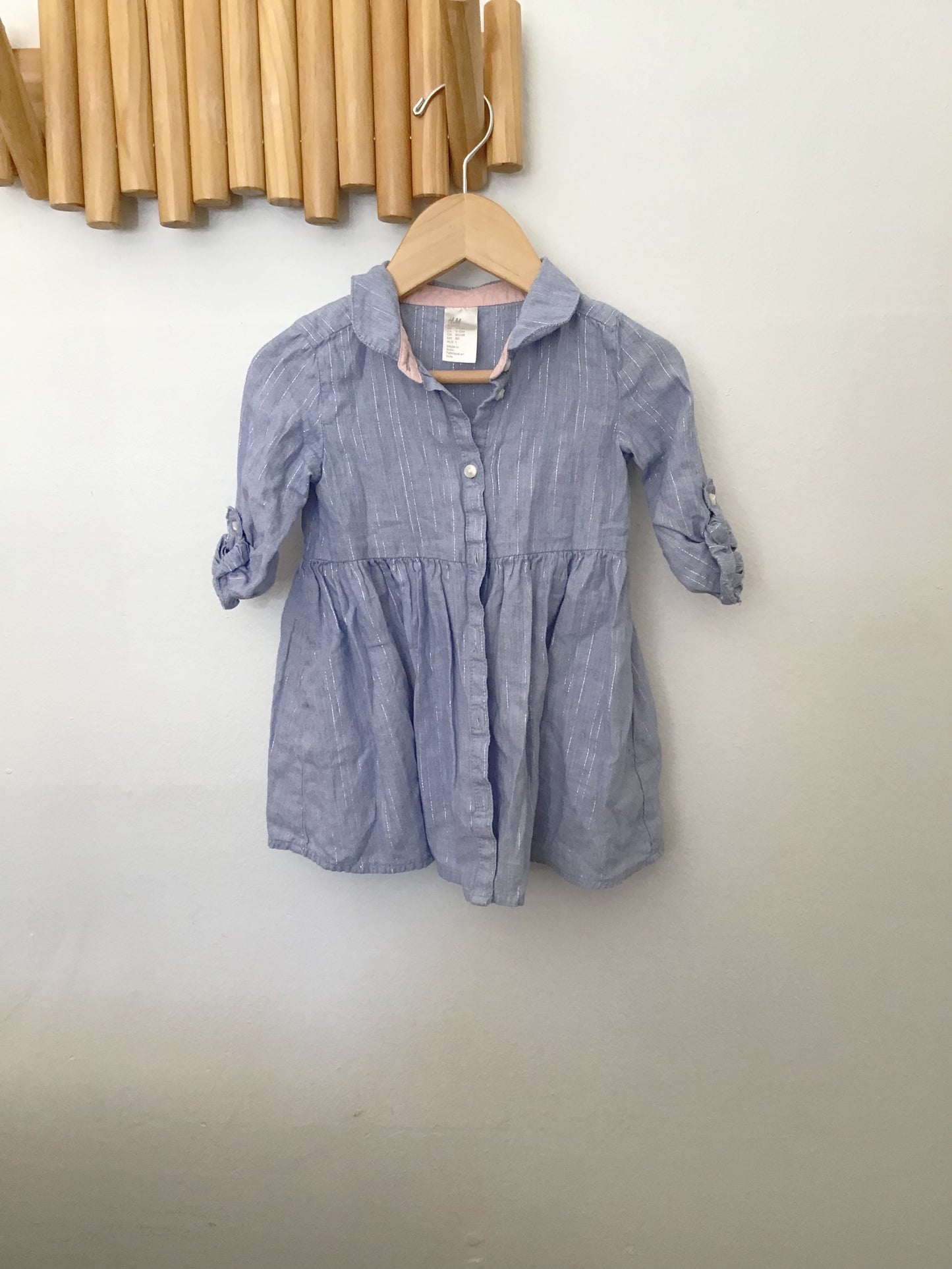 Chambray sparkly dress 9-12m