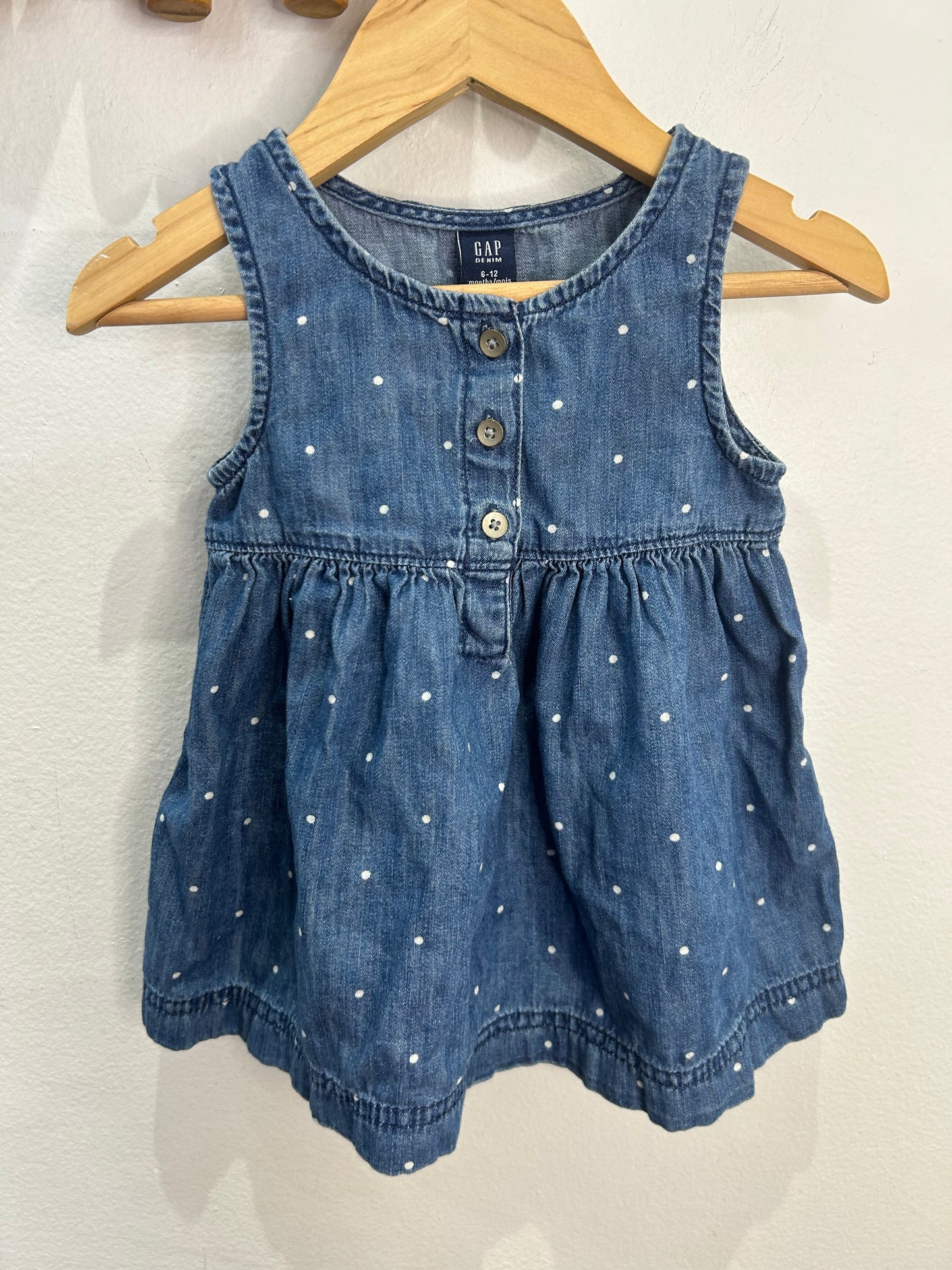 Chambray dots dress 6-12m