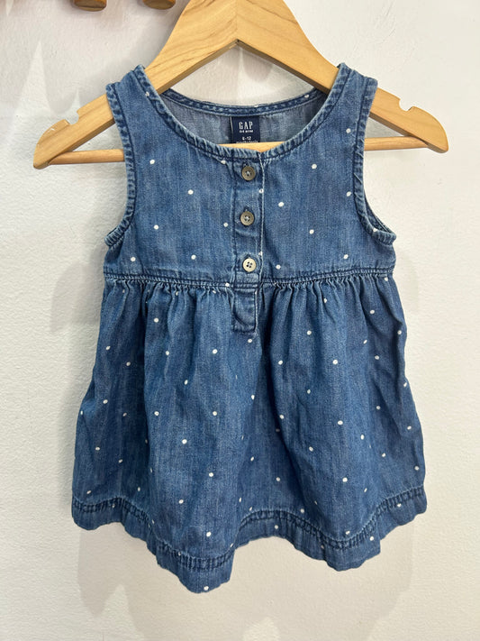 Chambray dots dress 6-12m