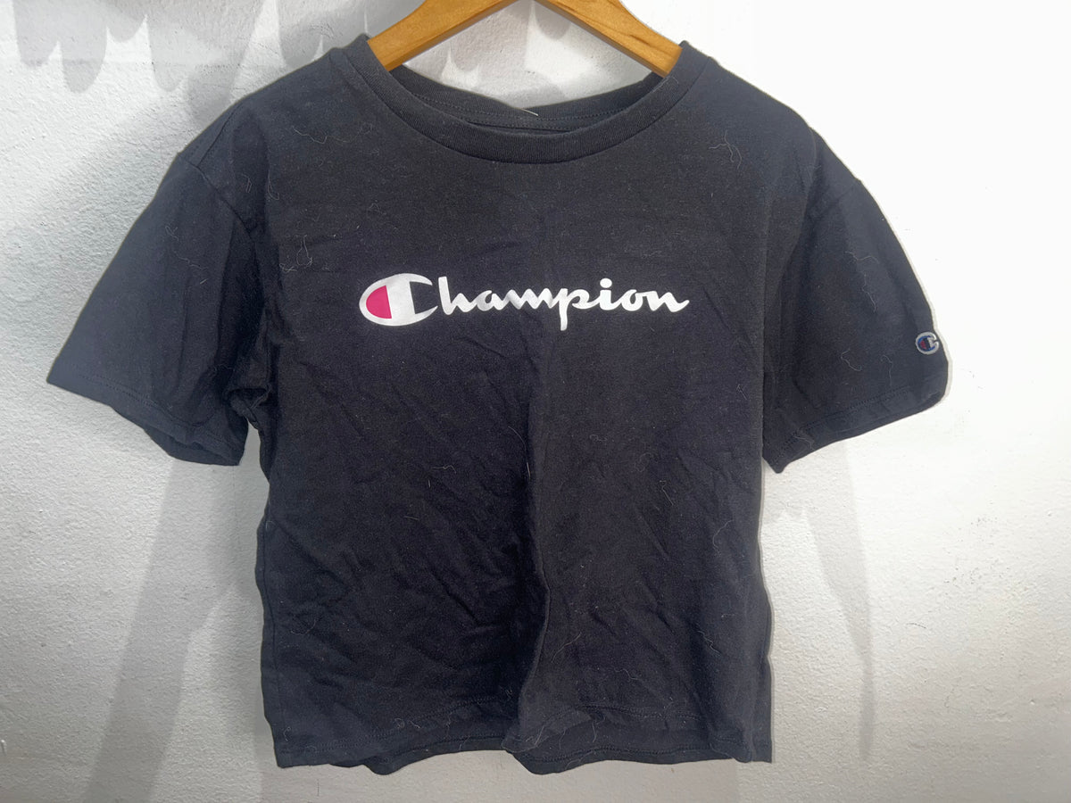 Champion boxy black tee 10-12y