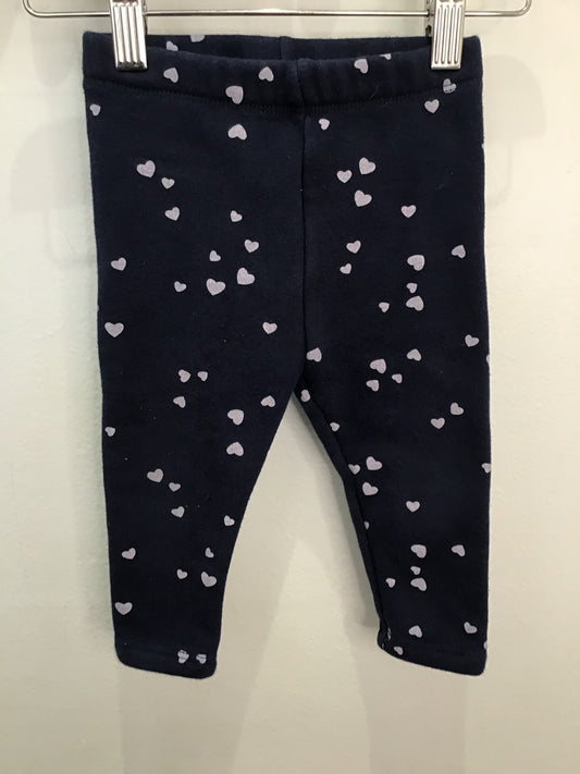 Fleece lined leggings hearts 6-12m