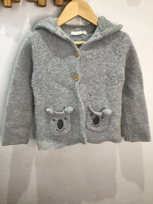Grey koala cardigan 2-3y*