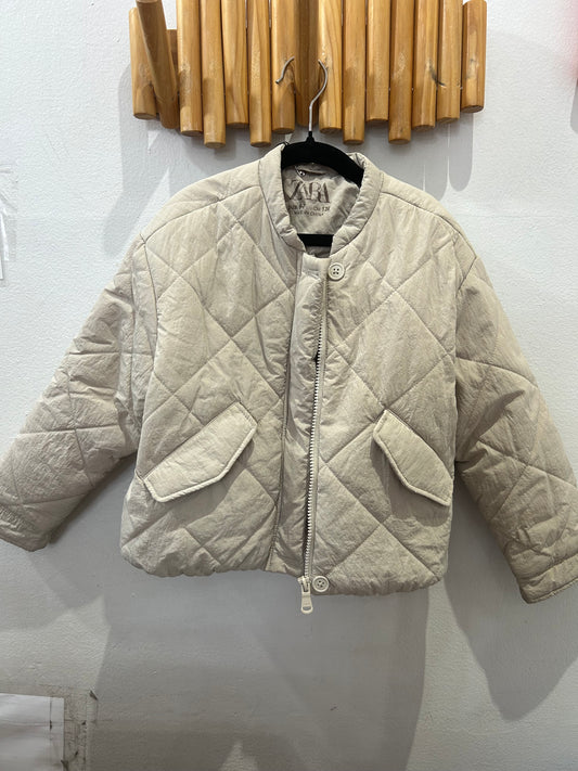 Beige quilted jacket 6-7y
