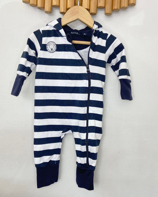 Striped hoodie romper 3-6m