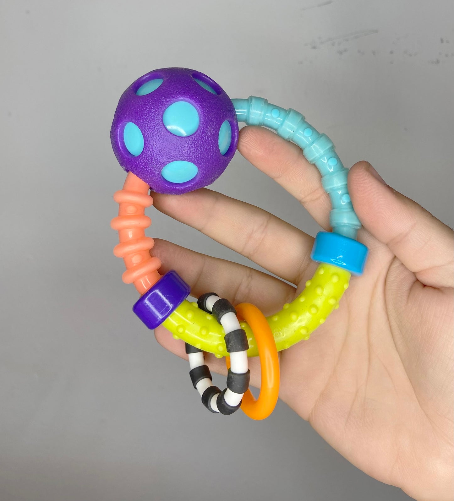 Colourful teether and rattle