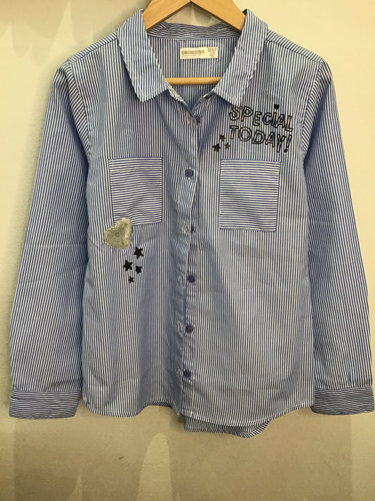 Sparkly blue stripe shirt 10y