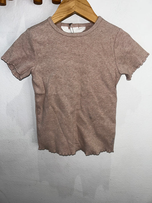 Brown ribbed tee 2-3y