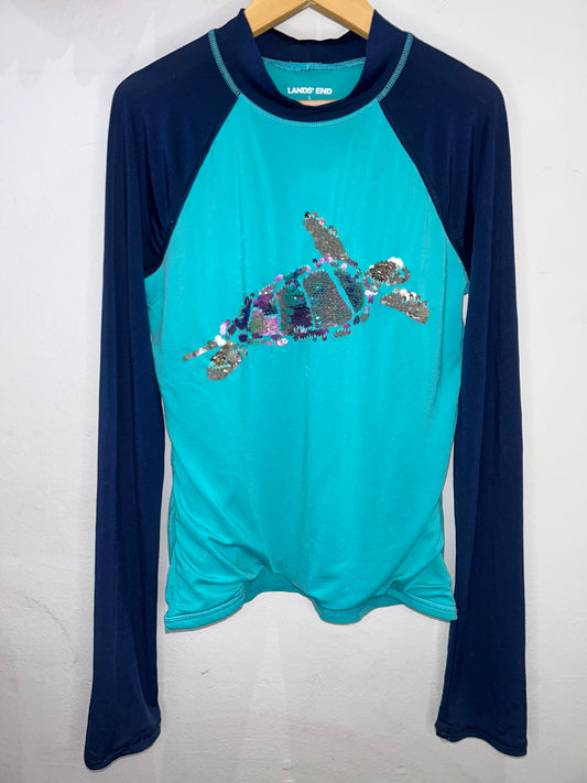 Sparkly turtle rashguard 10-12y