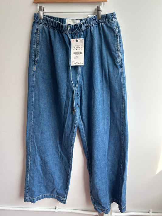 Drawstring wide leg jeans M NEW