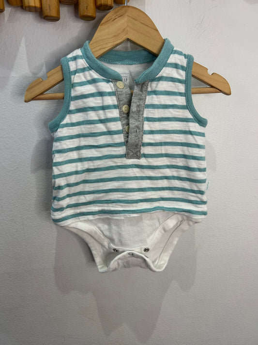 Blue striped tanktop onesie 3-6m
