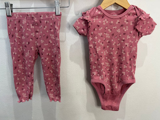 Pink ribbed floral set 12m