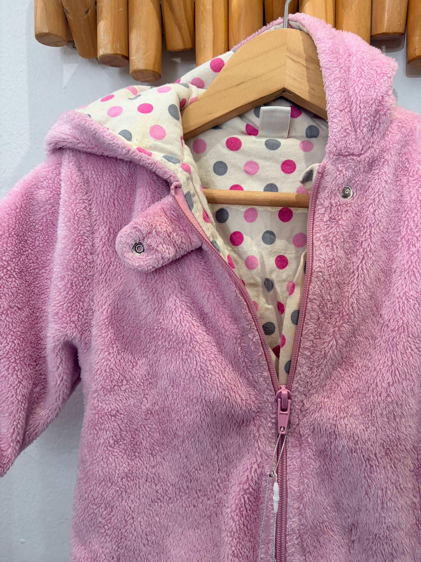 Pink furry bunting 6-12m