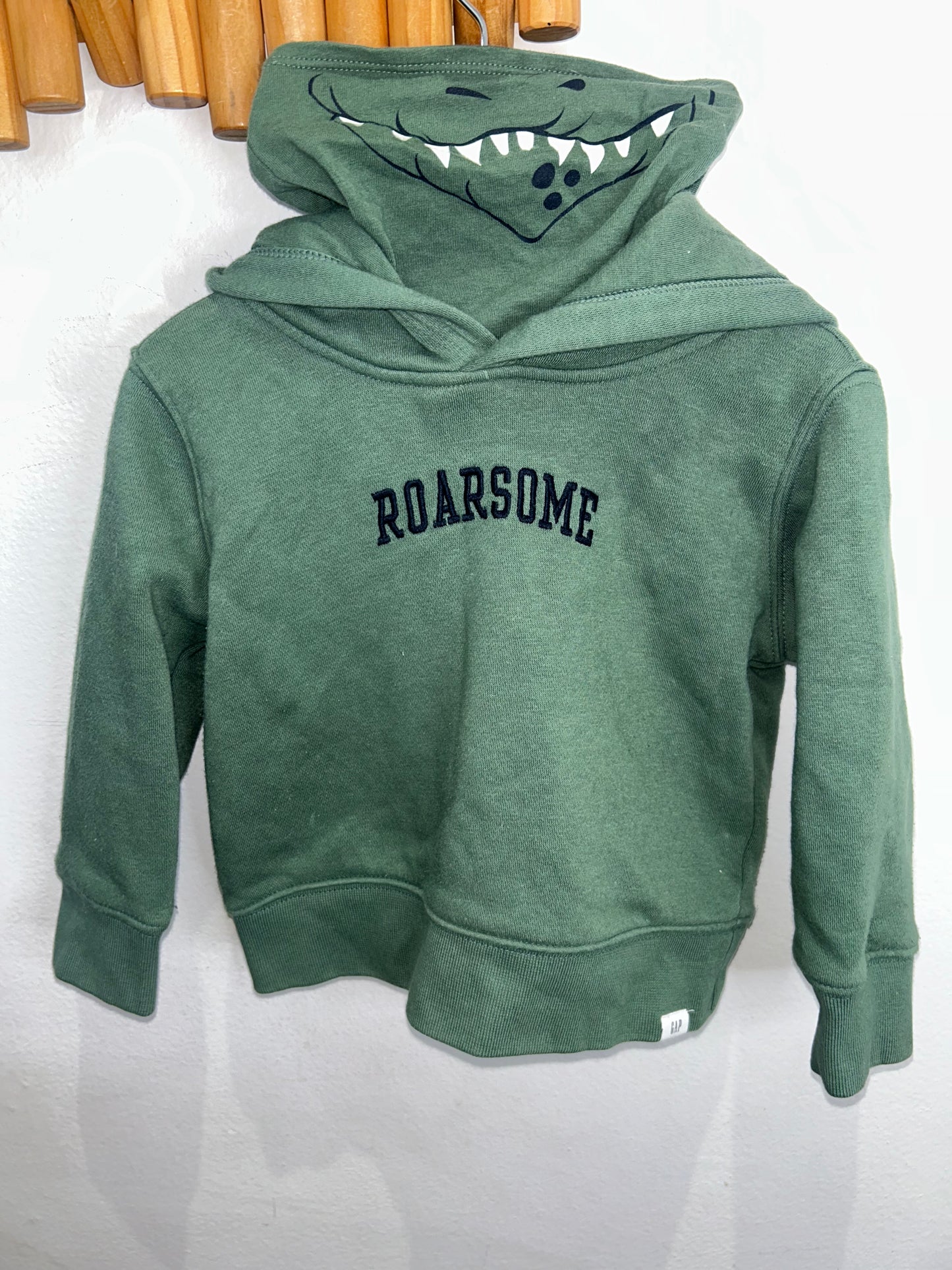 Roarsome green hoodie 2y