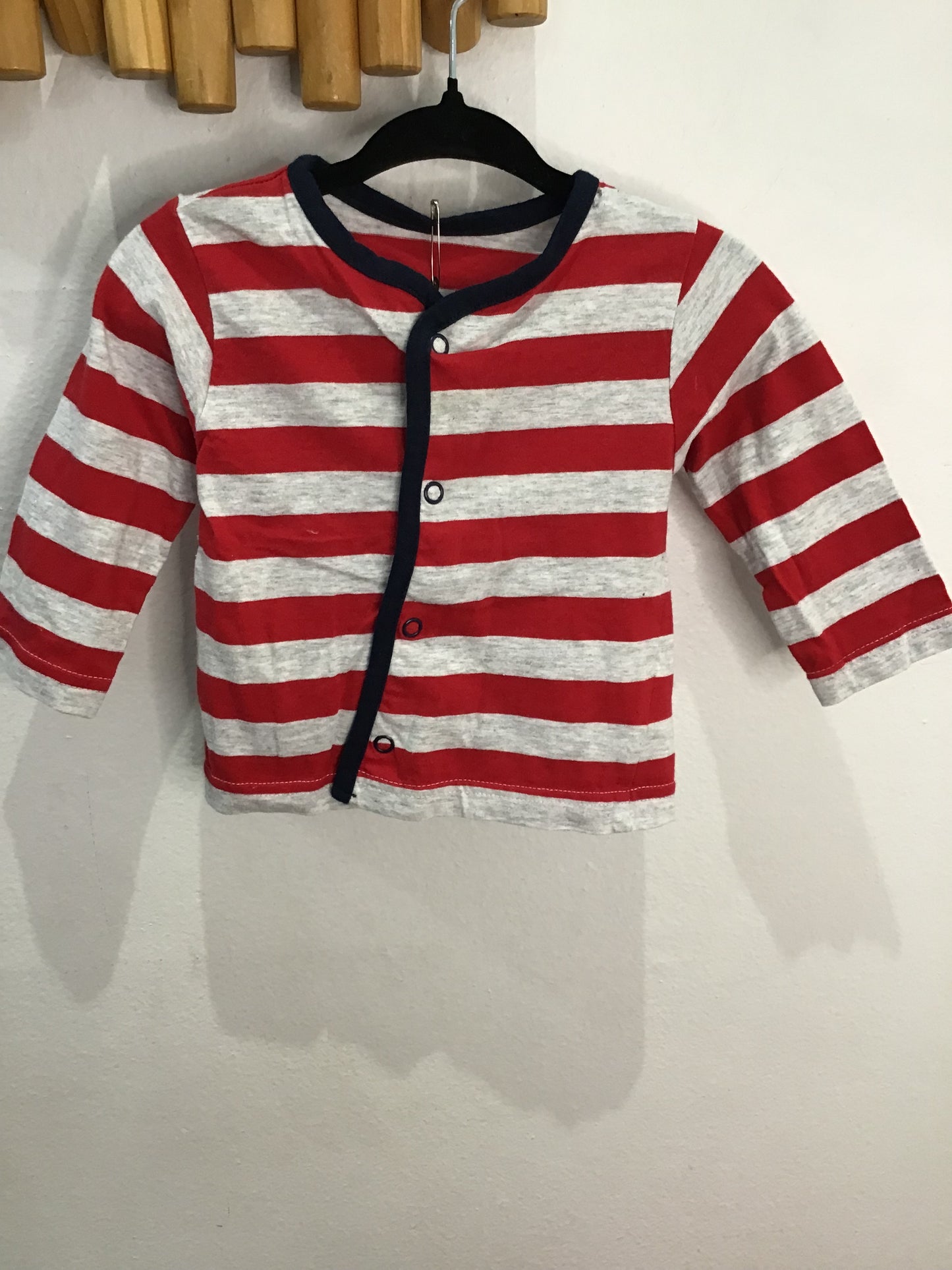 Red striped cotton cardi 3-6m