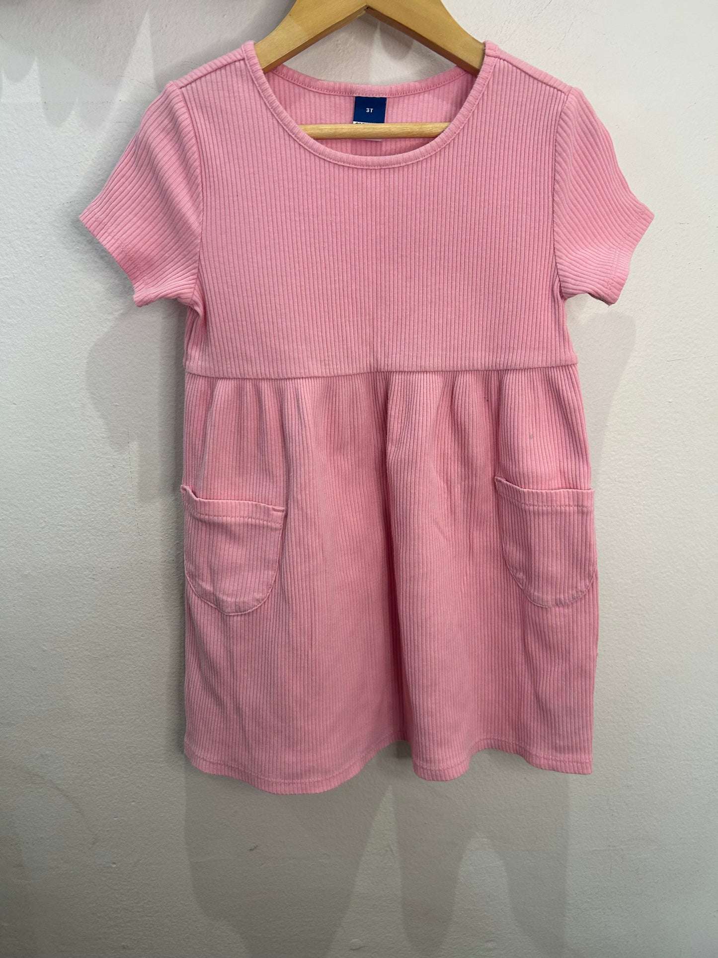 Pink ribbed dress 3y